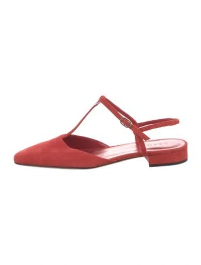 Pre-owned Doen Suede Flats In Red