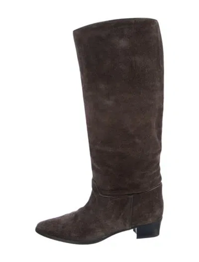 Pre-owned Doen Suede Riding Boots In Brown