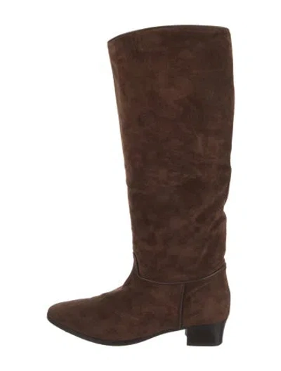 Pre-owned Doen Suede Riding Boots In Brown