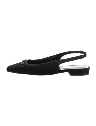 Pre-owned Doen Suede Slingback Flats In Black