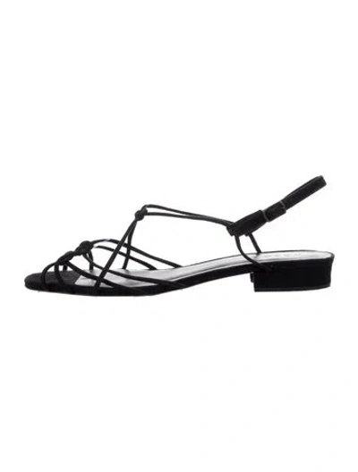 Pre-owned Doen Suede Slingback Sandals In Black