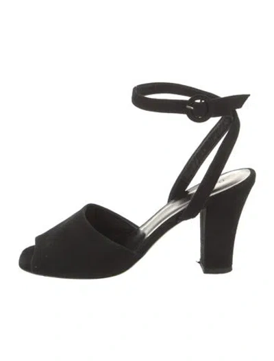 Pre-owned Doen Suede Slingback Sandals In Black