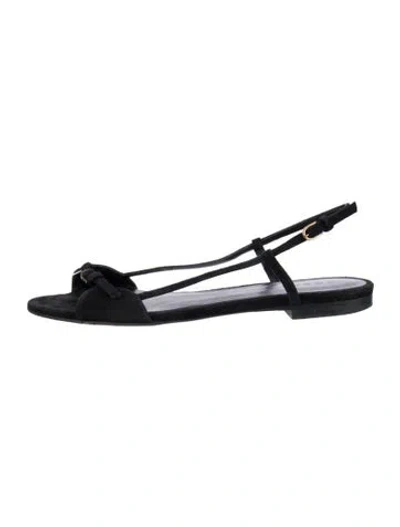 Pre-owned Doen Suede Slingback Sandals In Black