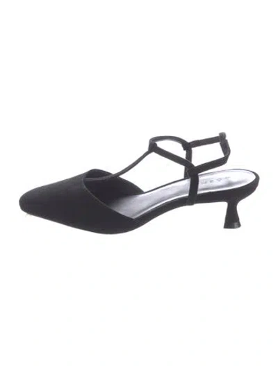 Pre-owned Doen Suede T-strap Pumps In Black