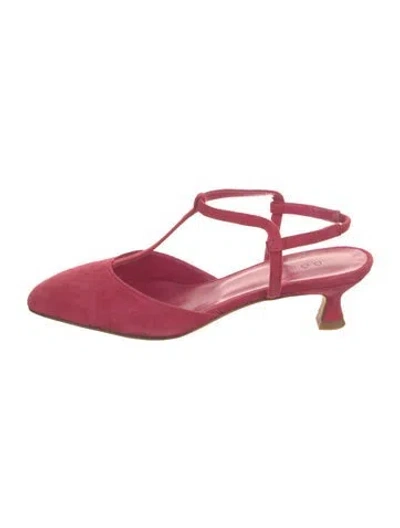 Pre-owned Doen Suede T-strap Pumps In Pink