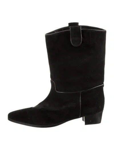 Pre-owned Doen Suede Western Boots In Black