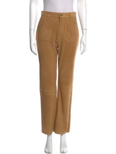 Pre-owned Doen Suede Wide Leg Pants In Brown