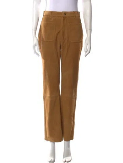 Pre-owned Doen Suede Wide Leg Pants In Brown