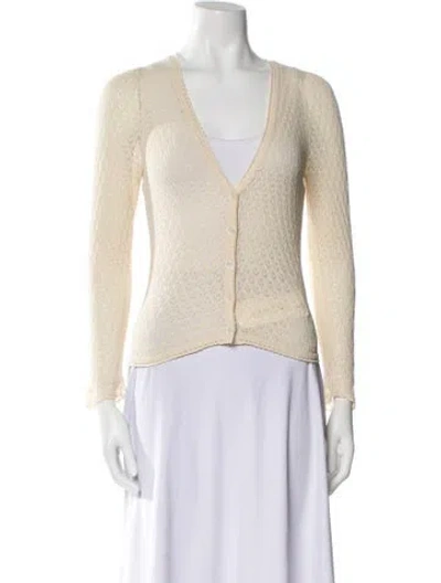 Pre-owned Doen Supima Cotton V-neck Sweater In Neutral