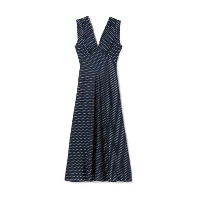Doen Tahlia Belted Polka-dot Silk-blend Twill Midi Dress In Hepburn Dot