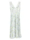 Doen Tahlia Lace-trimmed Floral-print Silk-charmeuse Midi Dress In Weiss