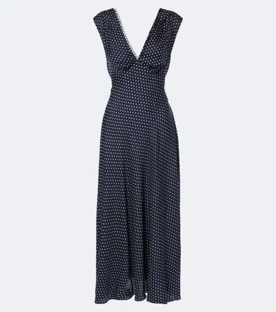 Doen Dôen Tahlia Polka Dot Silk-blend Midi Dress In Animal Print