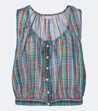 Doen Dôen Theo Plaid Cotton Crop Top In Multi