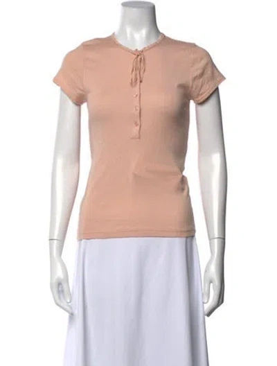 Pre-owned Doen Tie Neck Short Sleeve Top In Neutrals