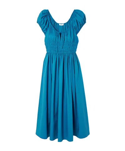 Doen Tie-waist Pleated Midi Dress In Blue