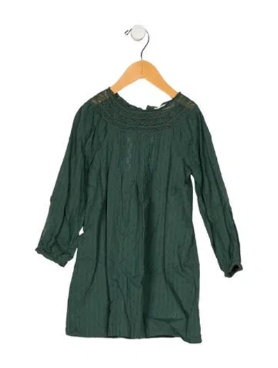 Pre-owned Doen Babies' Toddler Girls Branded Embroidered Dress In Green