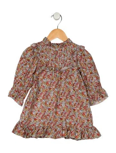 Pre-owned Doen Babies' Toddler Girls' Floral Print Long Sleeve Dress In Red
