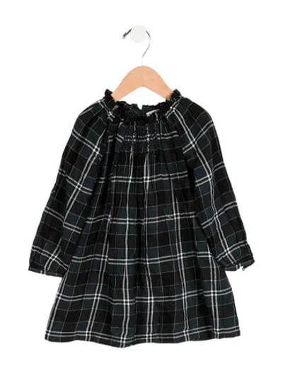 Pre-owned Doen Babies' Toddler Girls' Plaid Pleated Dress In Green