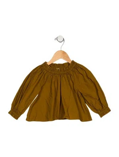 Pre-owned Doen Babies' Toddler Girls' Short-sleeve Ruffled Top In Yellow