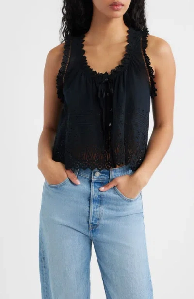 Doen Dôen Toussine Sleeveless Eyelet Top In Black
