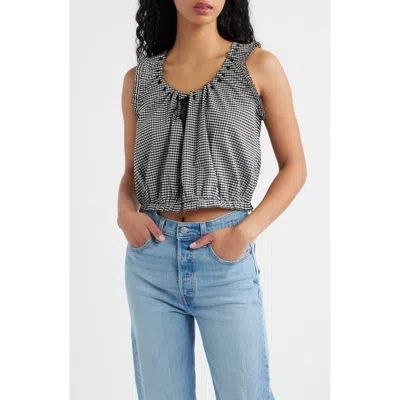 Doen Dôen Traveler Organic Cotton Gingham Top In Black