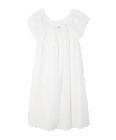 Doen Trimmed Organic Cotton-voile Mini Dress In White