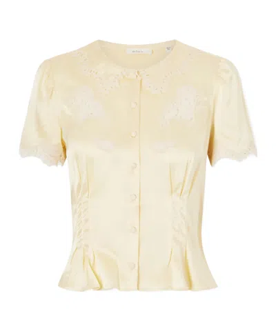 Doen Trimmed Silk-satin Blouse In White
