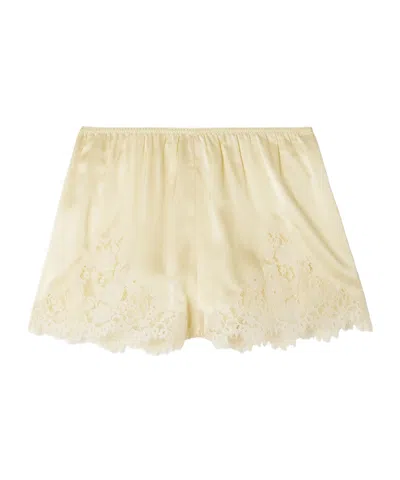 Doen Trimmed Silk-satin Shorts In Brown