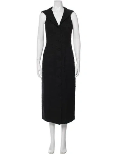 Pre-owned Doen Tweed Pattern Midi Length Dress In Blue