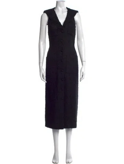 Pre-owned Doen Tweed Pattern Midi Length Dress W/ Tags In Black
