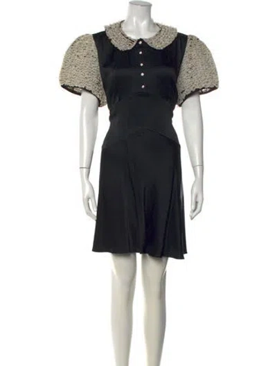 Pre-owned Doen Tweed Pattern Mini Dress In Black