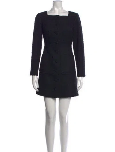 Pre-owned Doen Tweed Pattern Mini Dress In Black