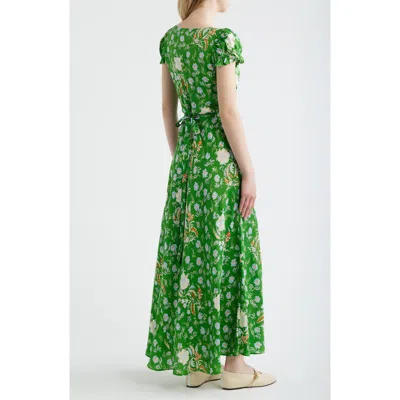 Doen Dôen Valerine Print Ruffle Silk Blend Maxi Dress In Green