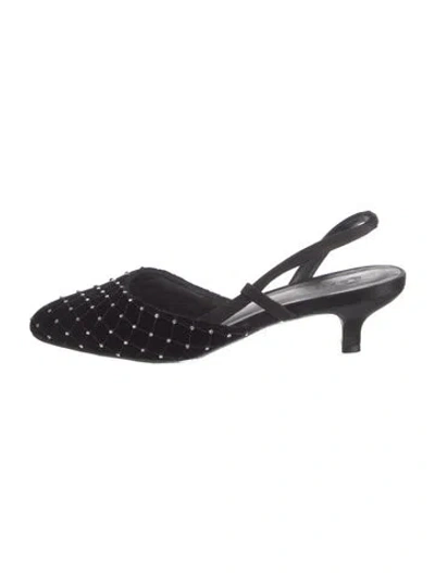 Pre-owned Doen Velvet Animal Print Slingback Flats In Black