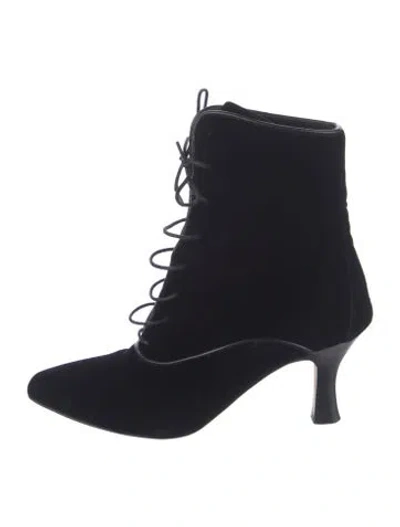 Pre-owned Doen Velvet Boots In Black