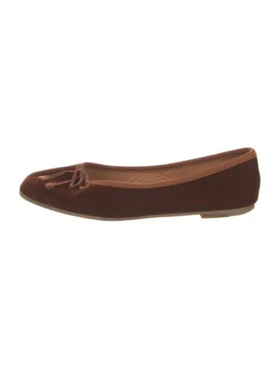 Pre-owned Doen Velvet Bow Accents Ballet Flats In Orange