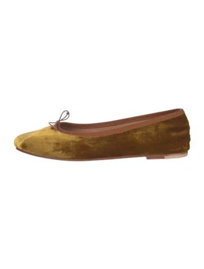 Pre-owned Doen Velvet Bow Accents Ballet Flats In Yellow