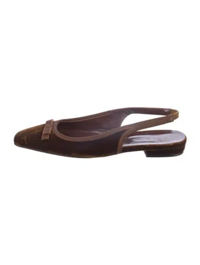Pre-owned Doen Velvet Colorblock Pattern Slingback Flats In Multi