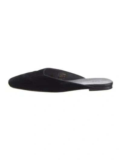 Pre-owned Doen Velvet Grosgrain Trim Mules In Black