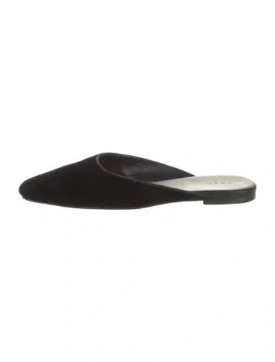 Pre-owned Doen Velvet Grosgrain Trim Mules In Black