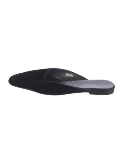 Pre-owned Doen Velvet Grosgrain Trim Mules In Black