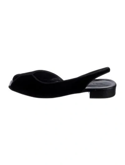 Pre-owned Doen Velvet Grosgrain Trim Slingback Flats In Black