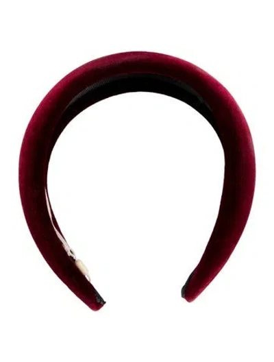Pre-owned Doen Velvet Headband In Red