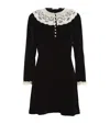 Doen Lisbeth Lace-trimmed Embellished Velvet Mini Dress In Black