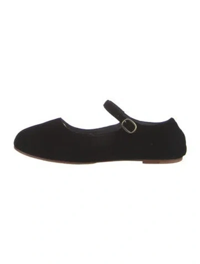 Pre-owned Doen Velvet Mary Jane Flats In Black