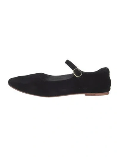 Pre-owned Doen Velvet Mary Jane Flats In Black