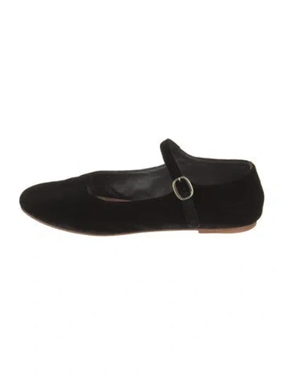 Pre-owned Doen Velvet Mary Jane Flats In Black
