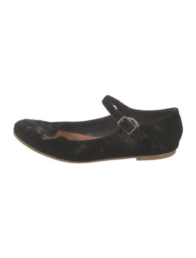 Pre-owned Doen Velvet Mary Jane Flats In Black