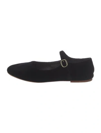 Pre-owned Doen Velvet Mary Jane Flats In Black