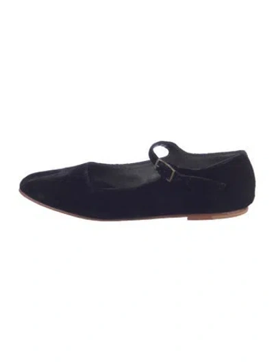 Pre-owned Doen Velvet Mary Jane Flats In Blue